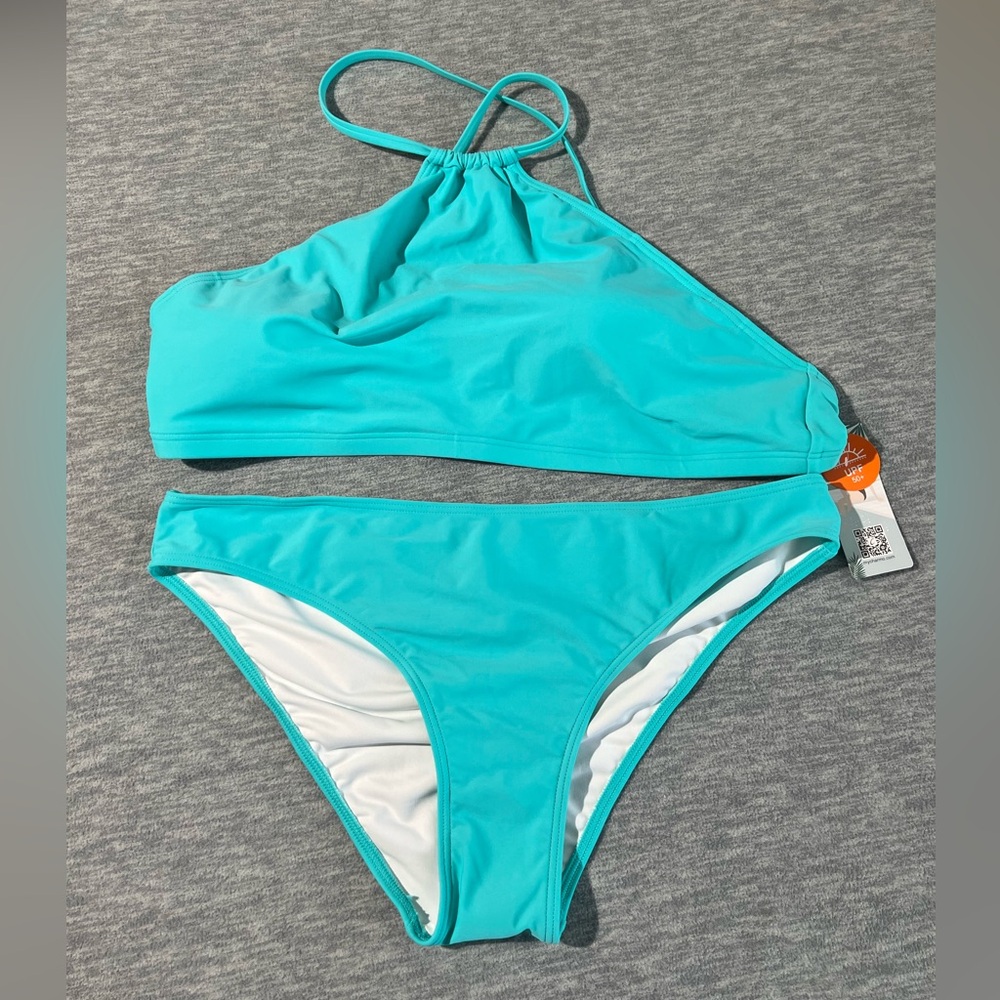 Attracto Sports bikini‎ 2 piece swim women’s XL halter tie high cut solid new